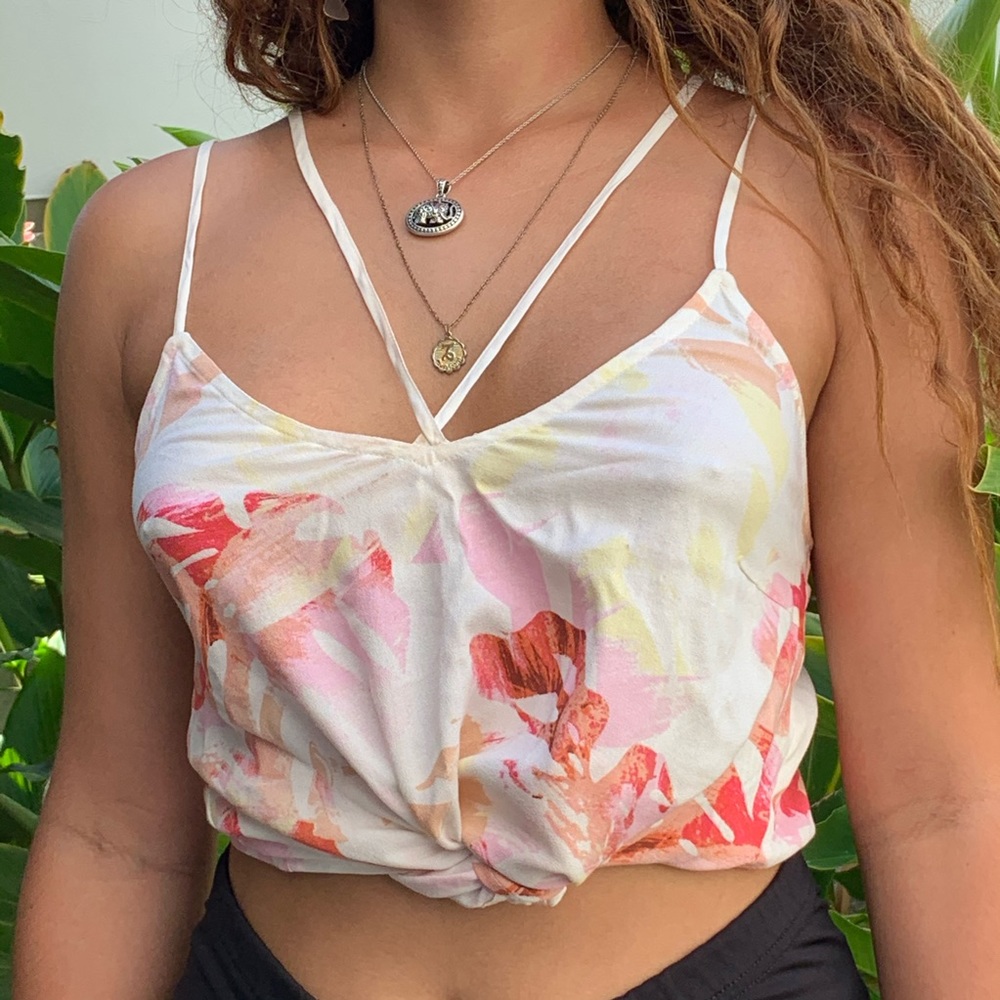 Pastel Colored Floral Strap Shirt